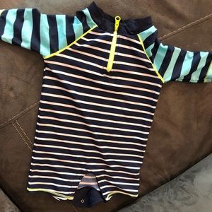 Striped Long Sleeved Baby Boy Rash Guard